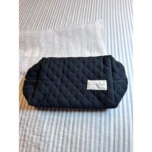 Moon Nude Handmade Licorice Large Makeup Bag Quilted Black Cosmetic Zip Pouch